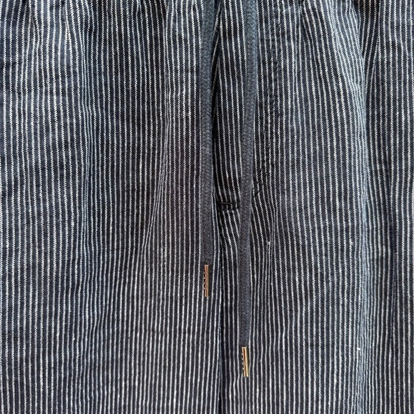 Athleta 100% Linen Striped Bali Relaxed Fit Jogger Ankle Pants in Navy White - Picture 5 of 11